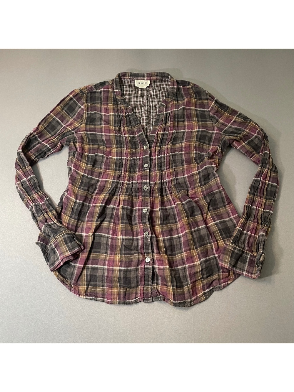 Converse One Star Women's Long Sleeve Plaid Button-Up Shirt Size Large